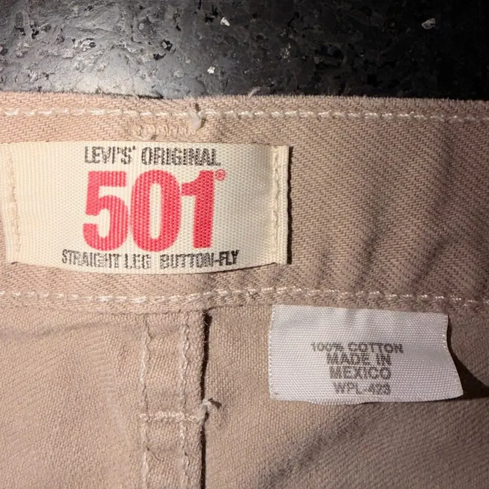 UEC LEVI’S KHAKI 501 ORIGINAL STRAIGHT LEG DENIM JEANS MADE IN MEXICO SZ 31x30
